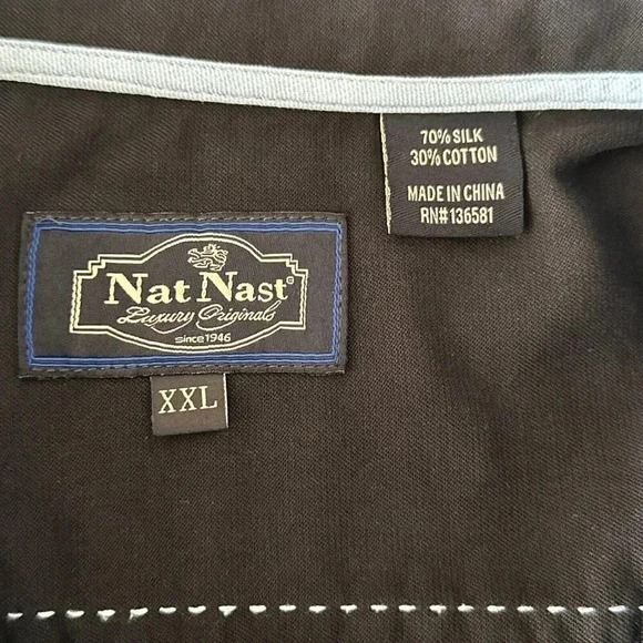 Nat Nast Hawaiian Shirt Mens 2XL Black Palm Tree Tropical Breezy Short Sleeve - Picture 10 of 12